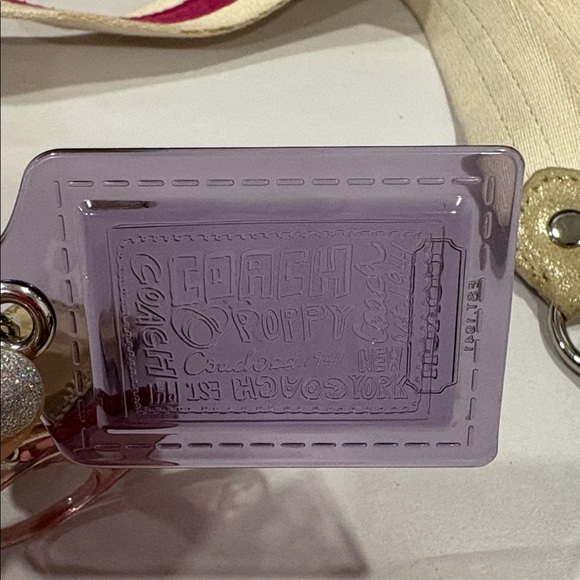 Vintage Coach Confirmed Poppy Hangtags Set Strap Authentic Purple Pink Metallic - Picture 2 of 8